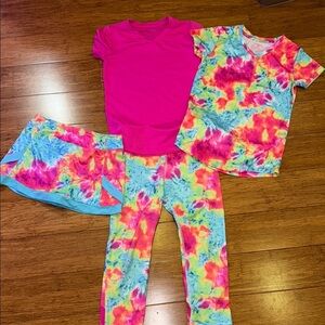 C9 by champion girls tie dye set: top, skirt, leggings and solid pink top Large